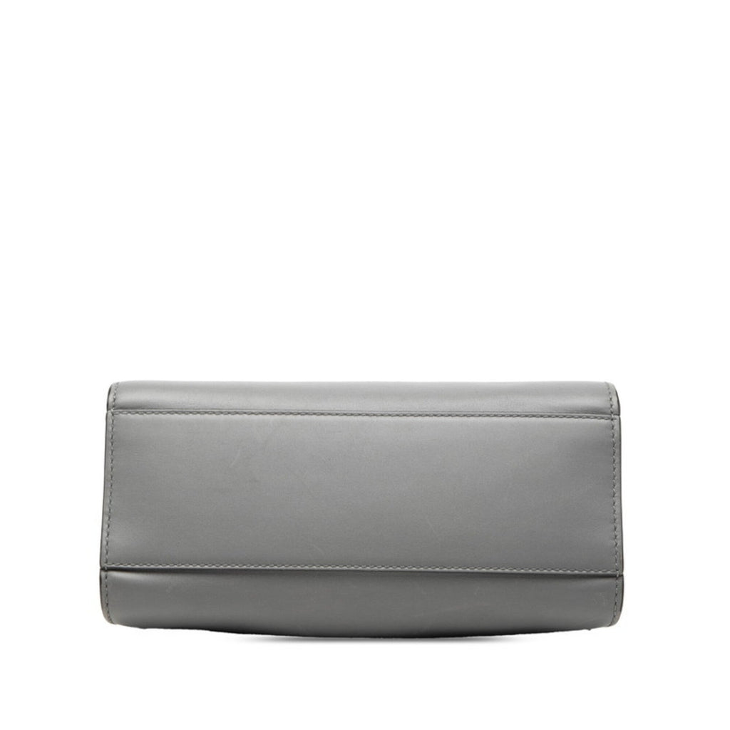 Gucci Gray Ivory Leather Handbag Shoulder Bag (Pre-Owned)