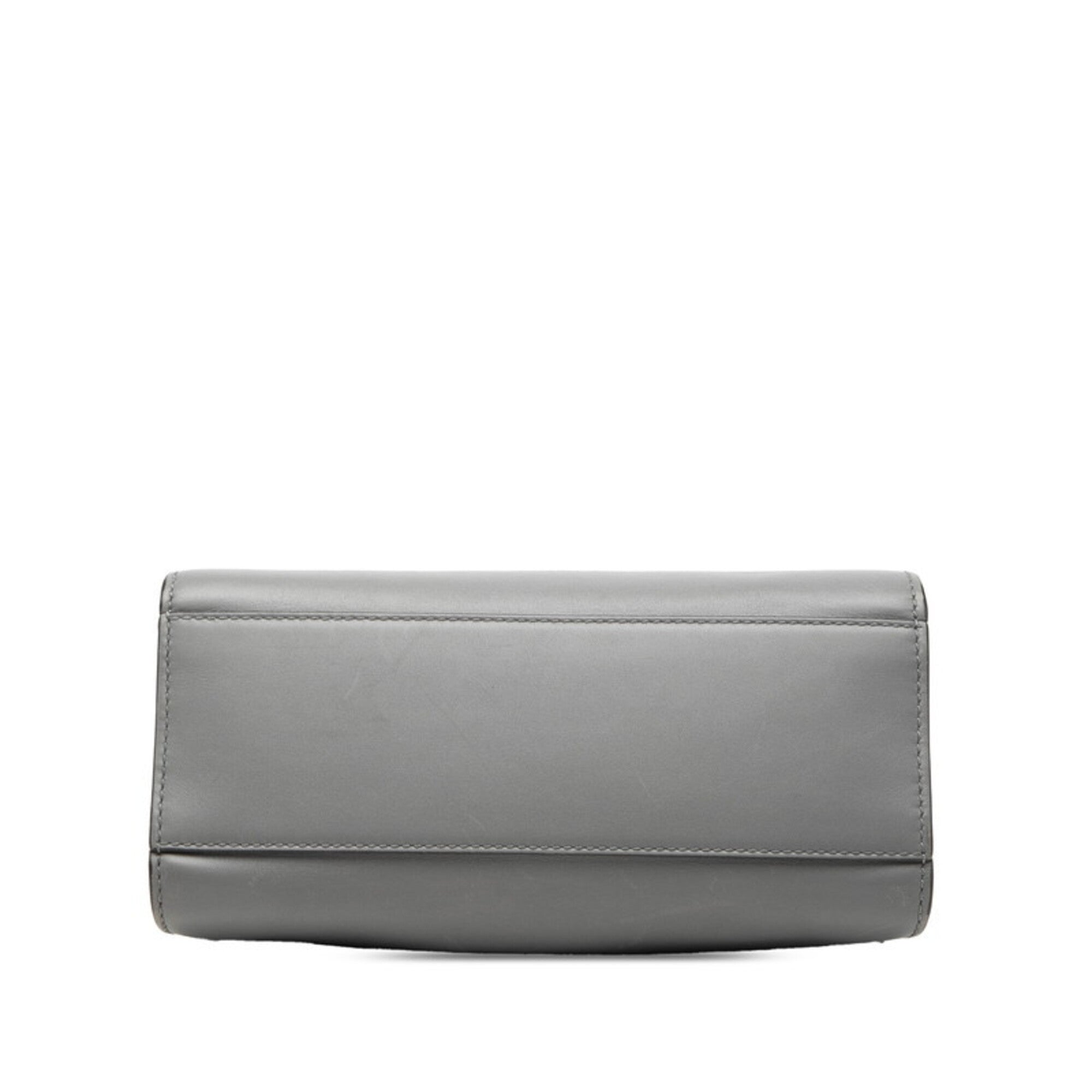 Gucci Gray Ivory Leather Handbag Shoulder Bag (Pre-Owned)