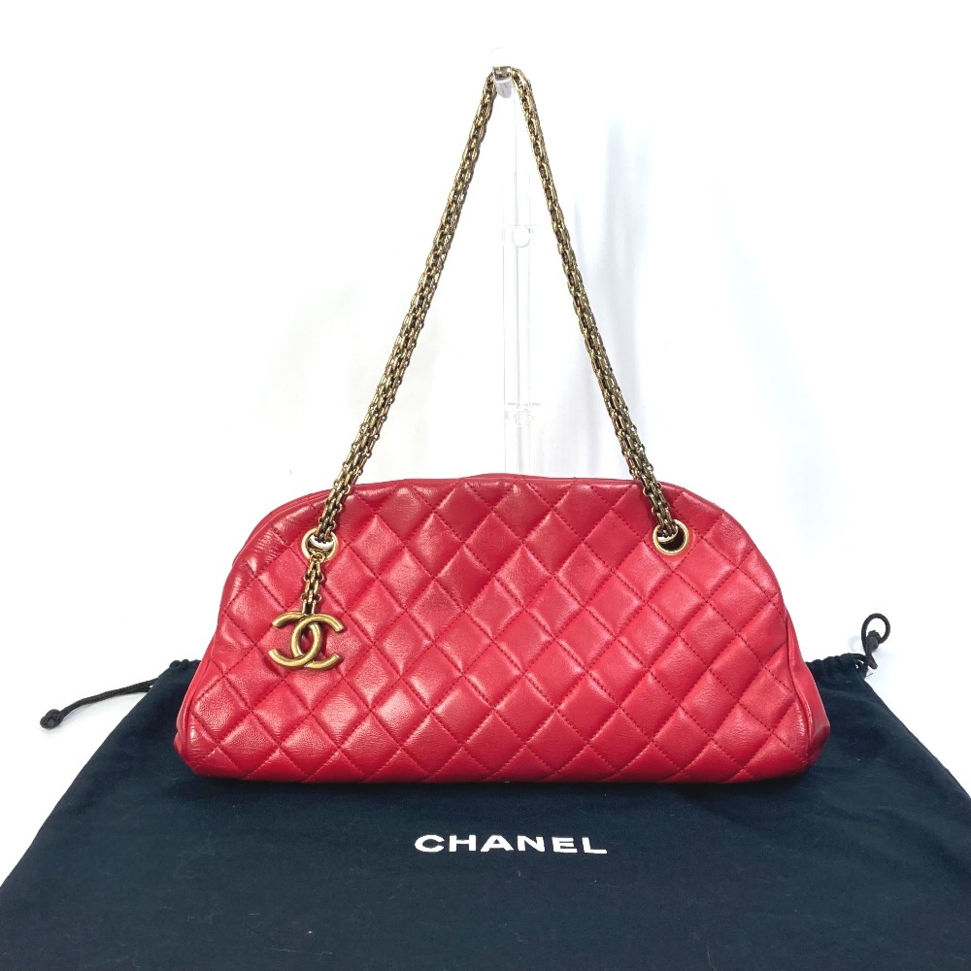 Chanel Red Leather Shoulder Bag