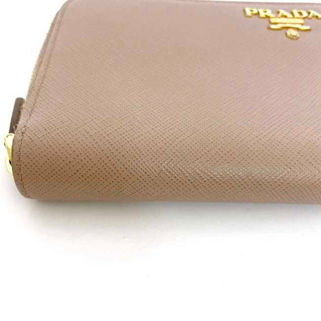 Prada Beige Leather Long Wallet (Bi-Fold)