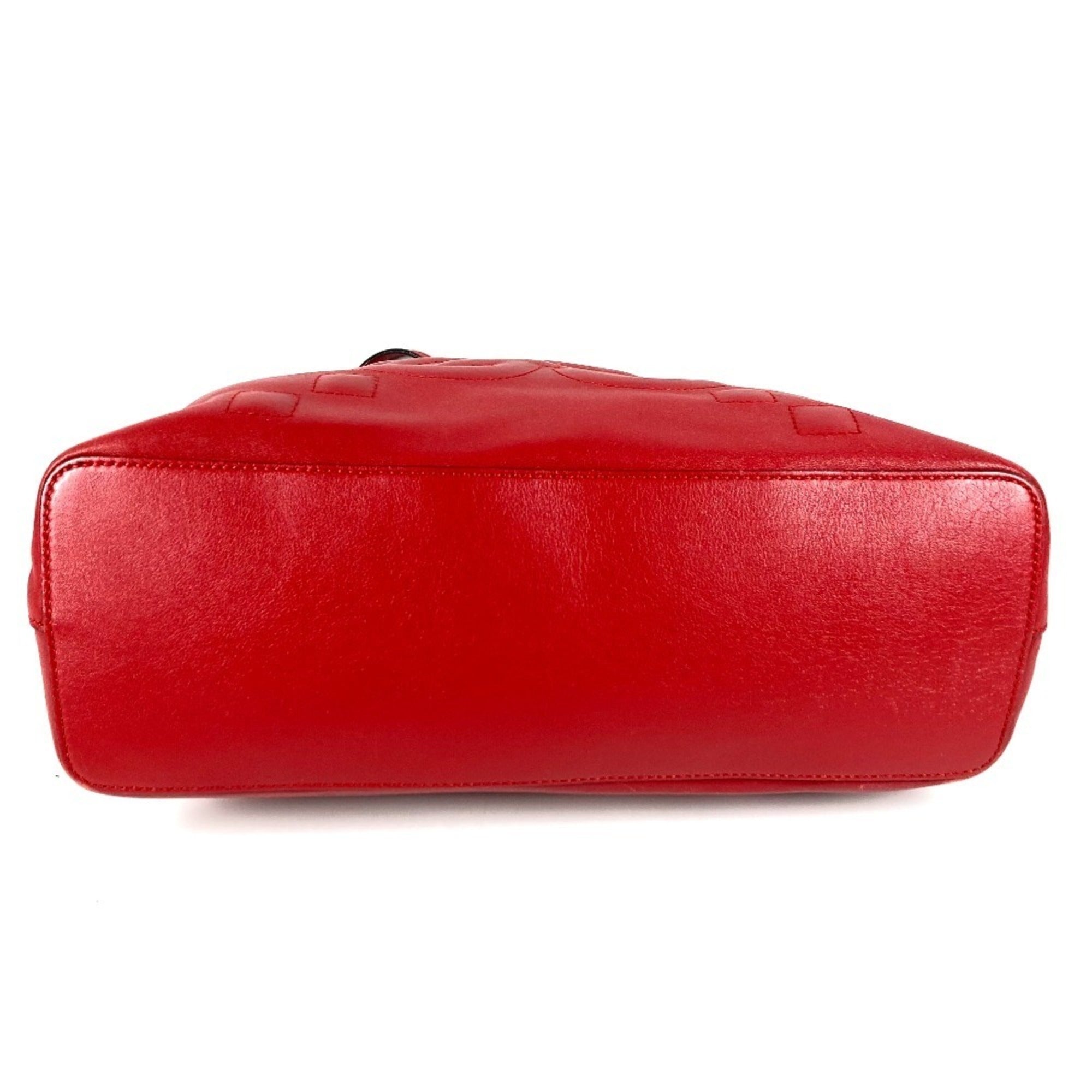 Gucci Red Color Leather Shoulder Bag Tote Bag (Pre-Owned)