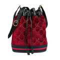 Gucci Black Red Color Velvet Handbag Shoulder Bag (Pre-Owned)