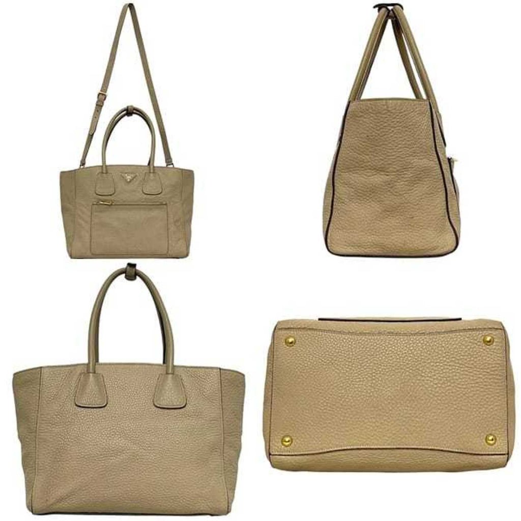 Prada Beige Leather Handbag Shoulder Bag