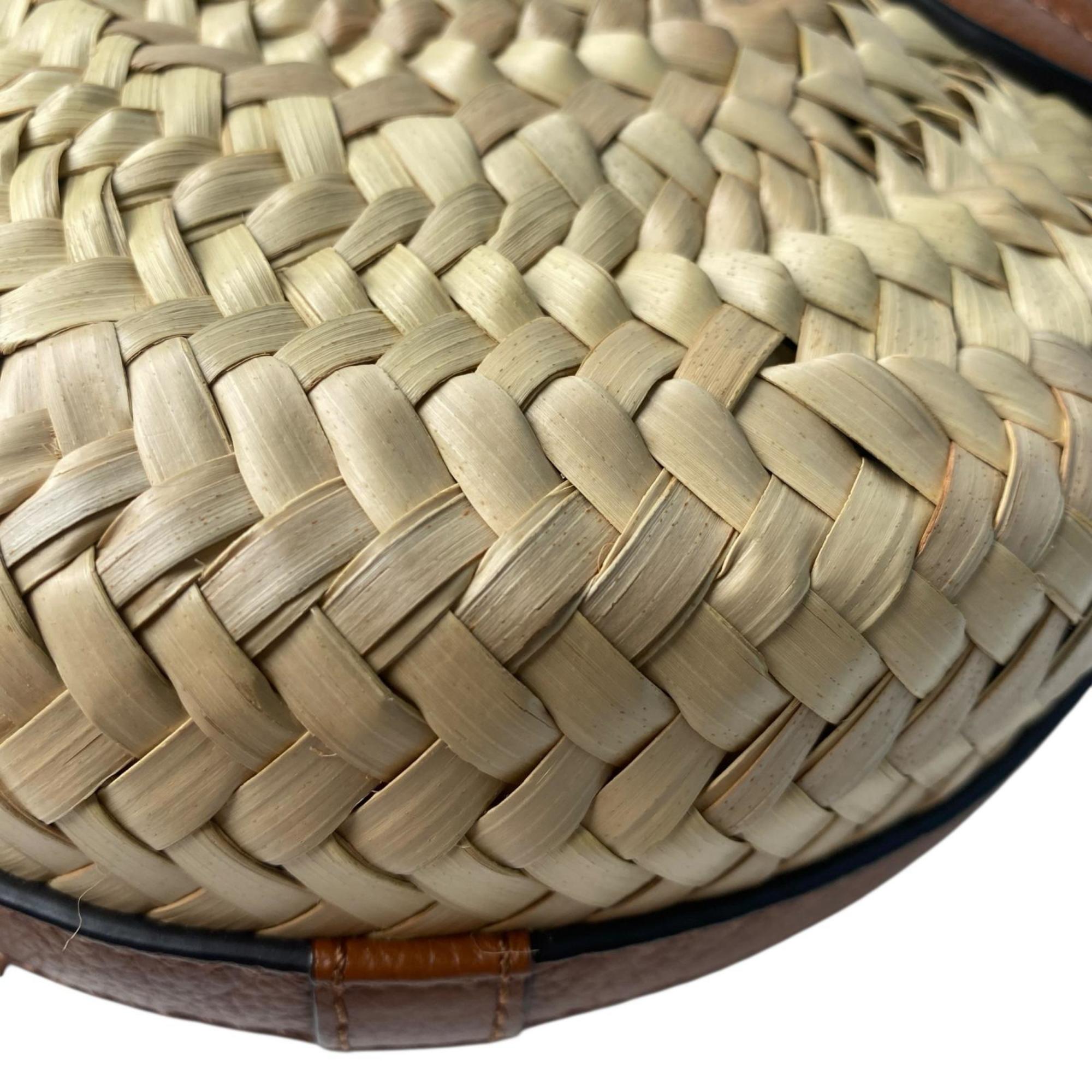Chloé Beige Brown Raffia Leather Shoulder Bag (Pre-Owned)