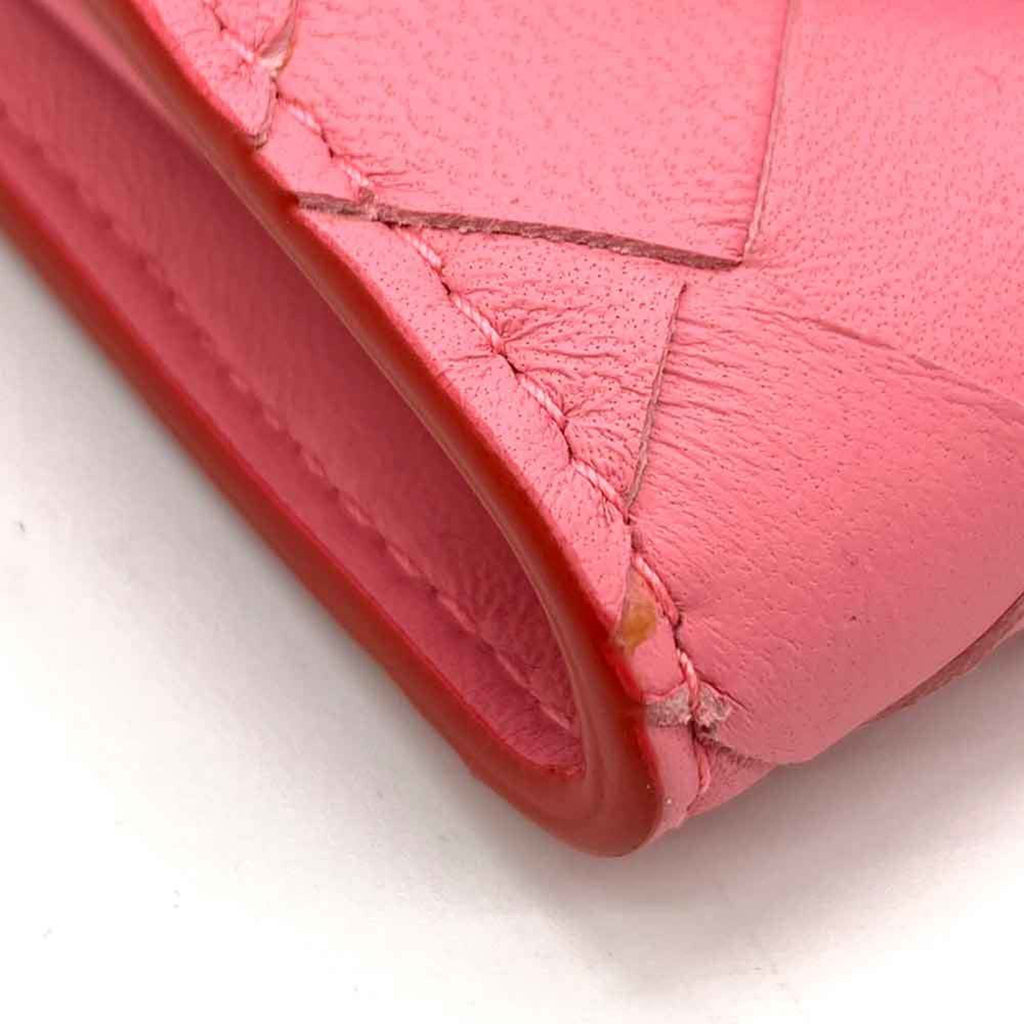 Bottega Veneta Pink Red Color Leather Wallet (Bi-Fold)
