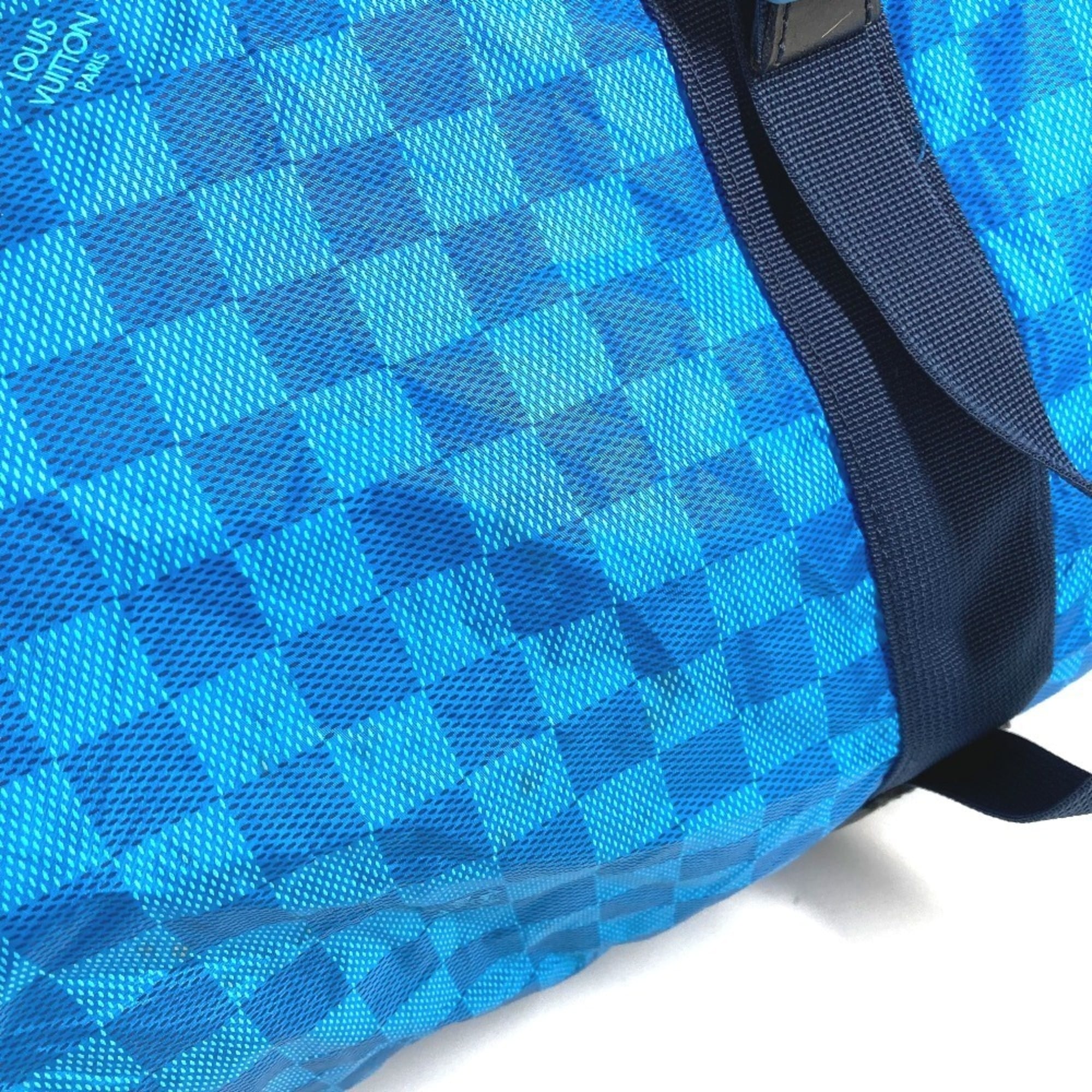Louis Vuitton Black Blue Leather Nylon Boston Bag Shoulder Bag