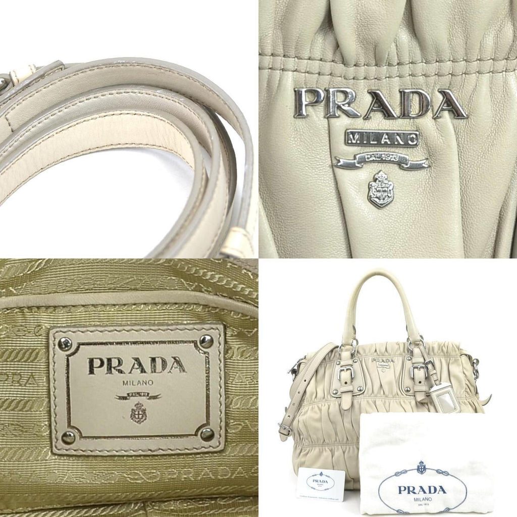 Prada Beige Leather Handbag Shoulder Bag