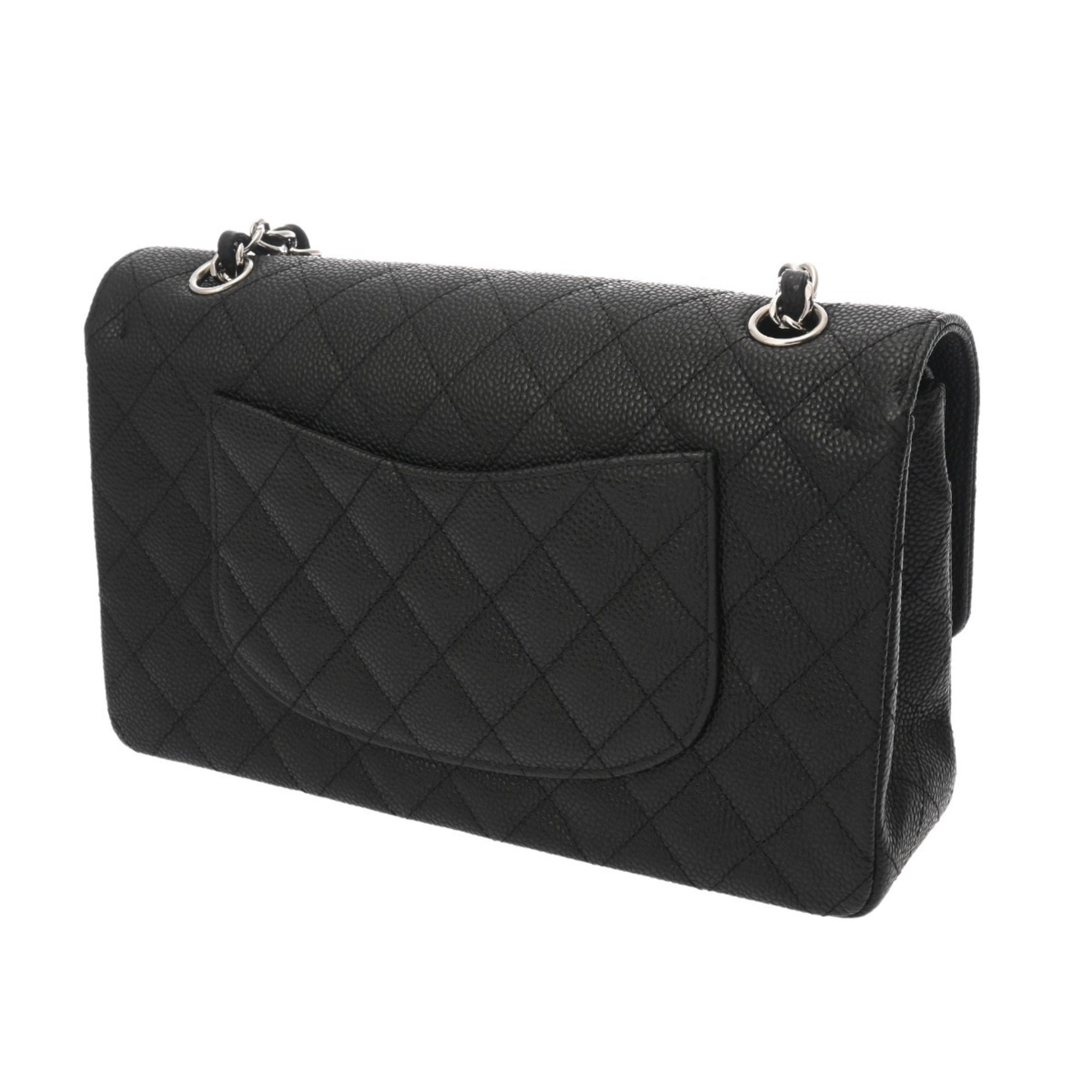 Chanel Black Grained Calfskin Shoulder Bag