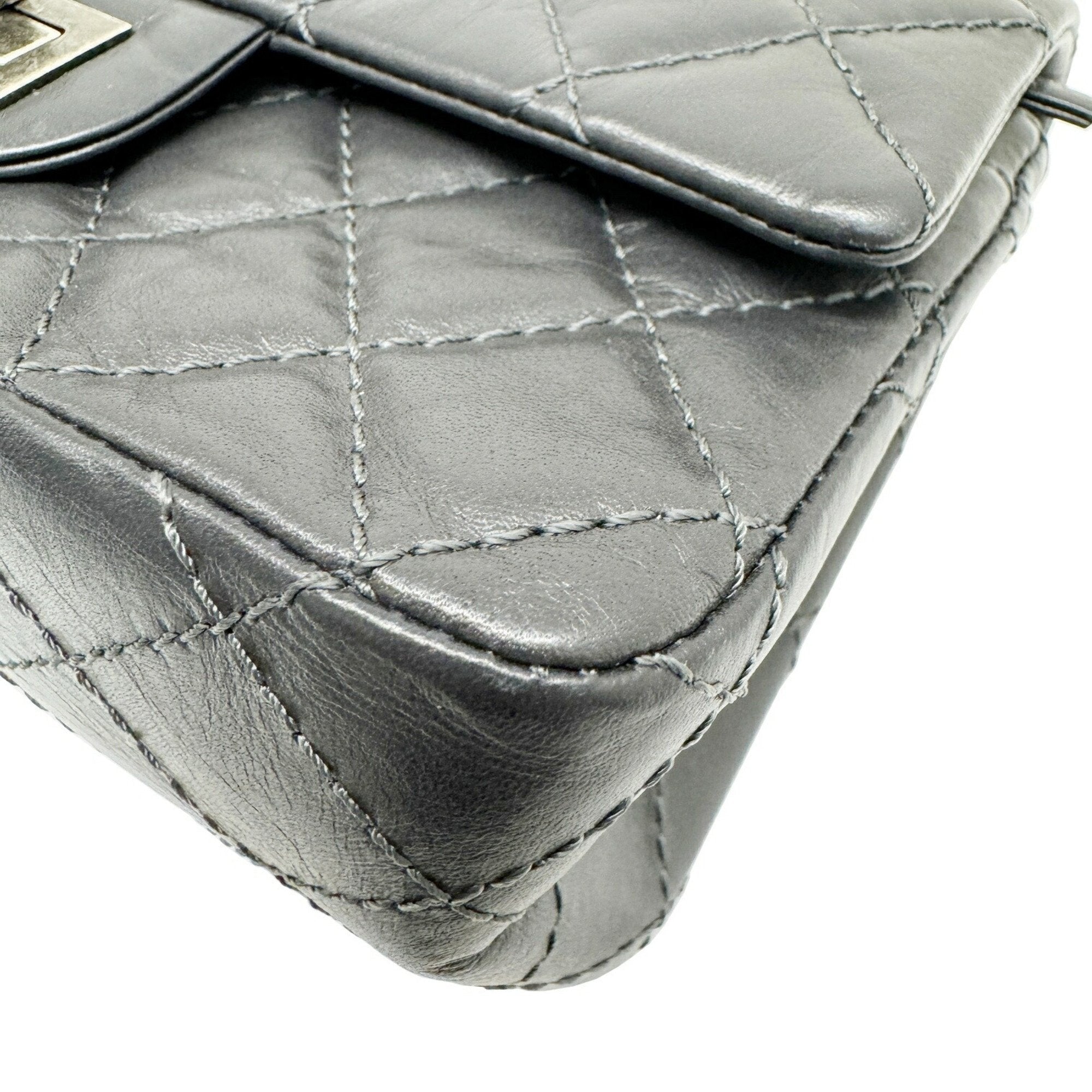 Chanel Dark Gray Leather Shoulder Bag