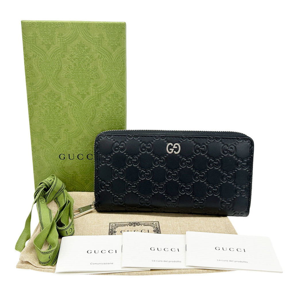 Gucci Black Leather Long Wallet (Bi-Fold) (Pre-Owned)