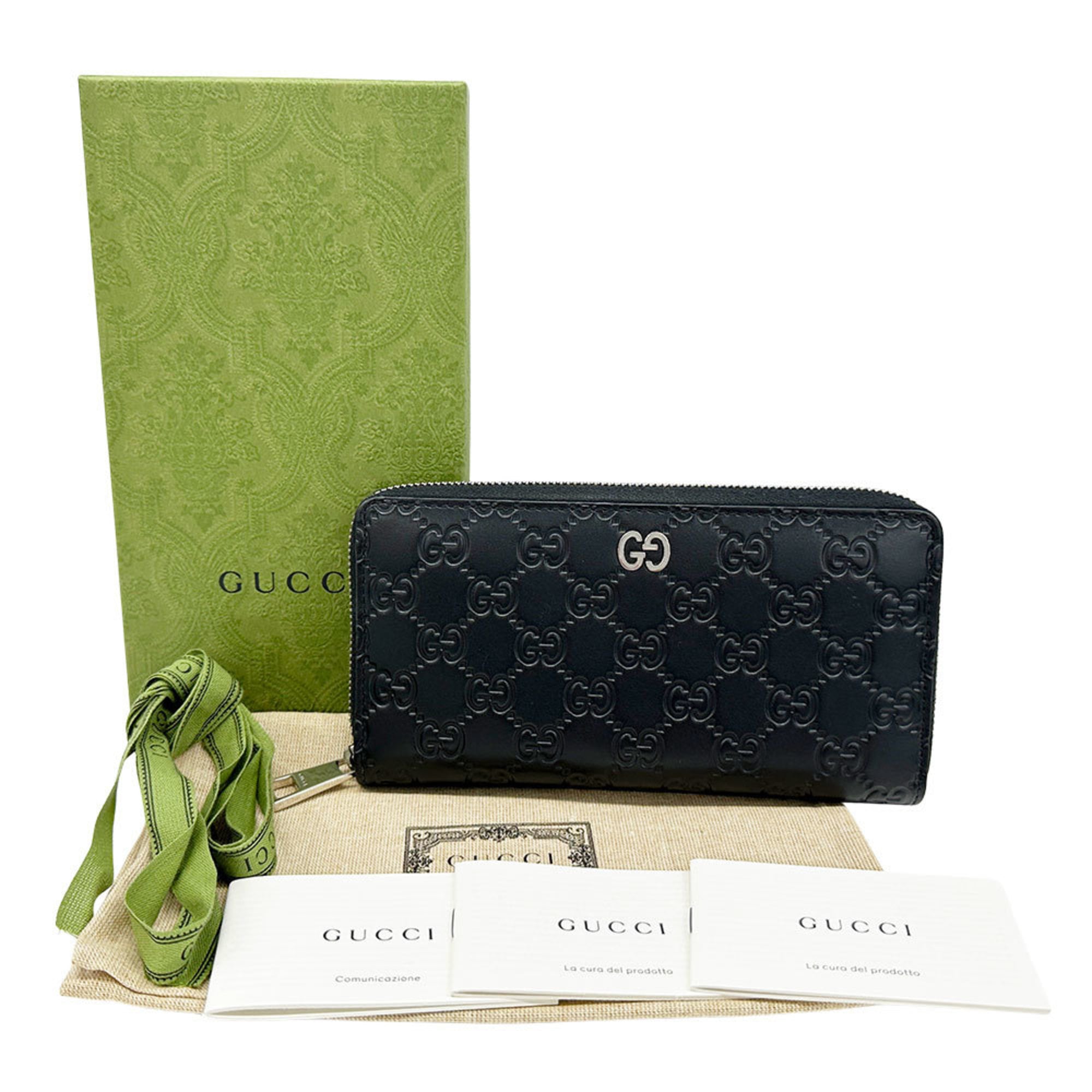 Gucci Black Leather Long Wallet (Bi-Fold) (Pre-Owned)