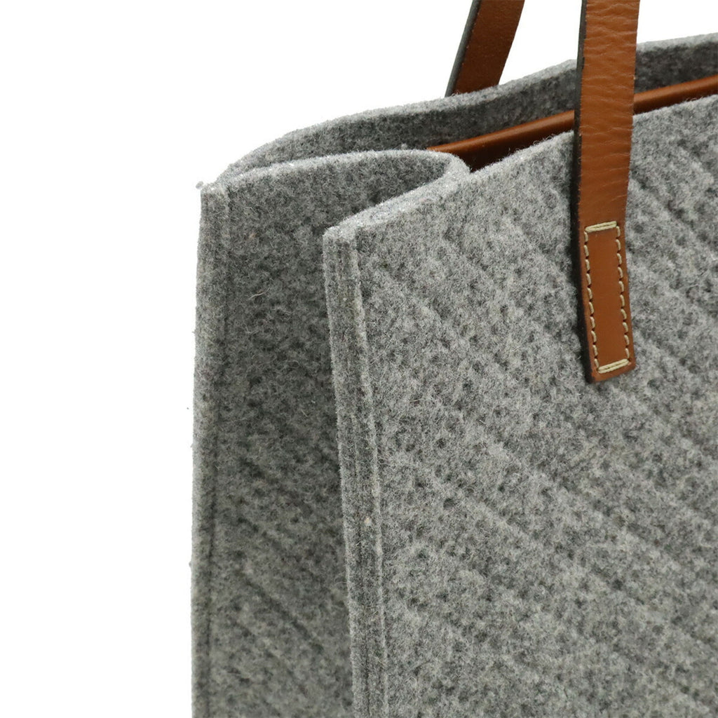 Gucci Diamante Gray Brown Felt Leather Handbag Shoulder Bag Tote Bag (Pre-Owned)