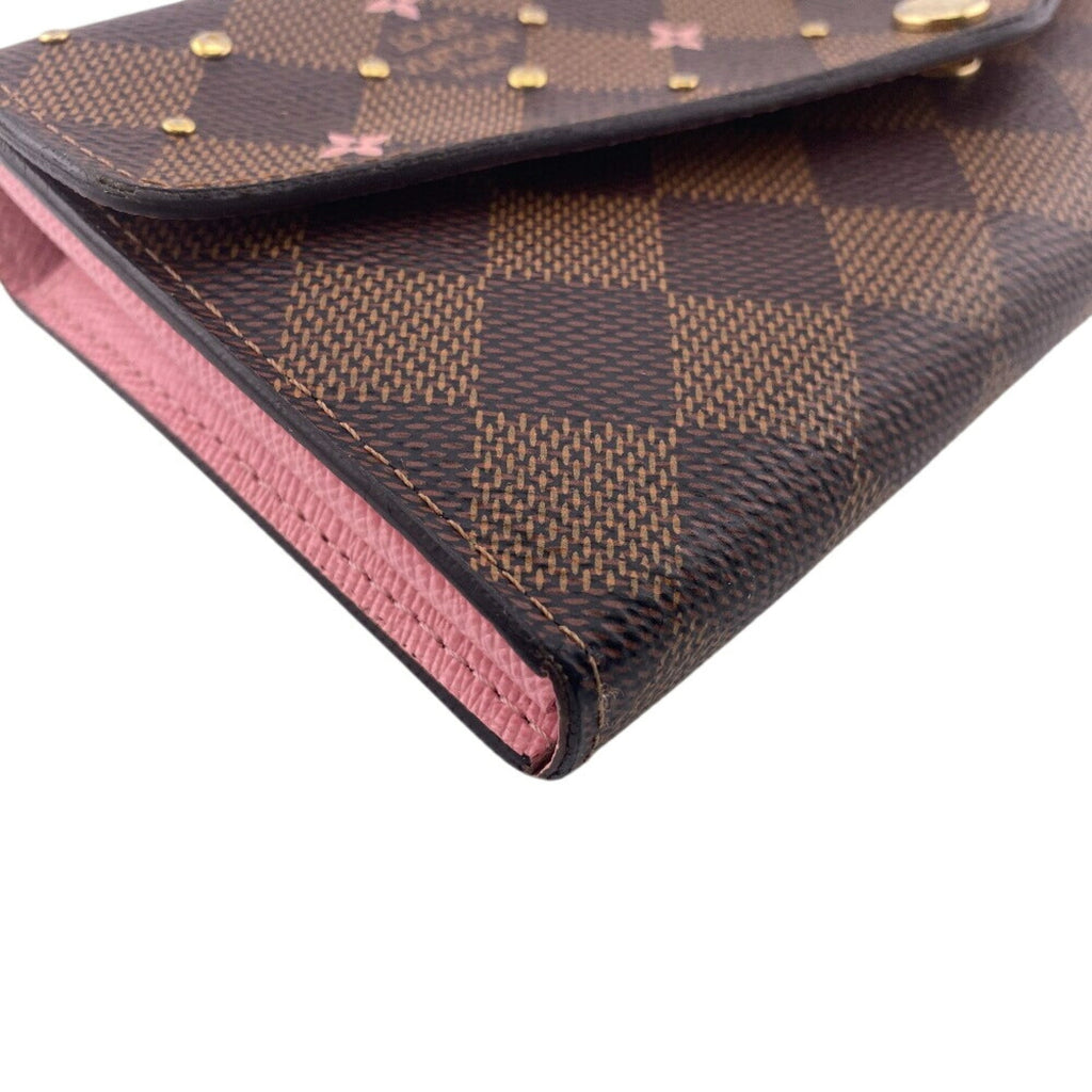 Louis Vuitton Damier Brown Rose Ballerine Leather Long Wallet