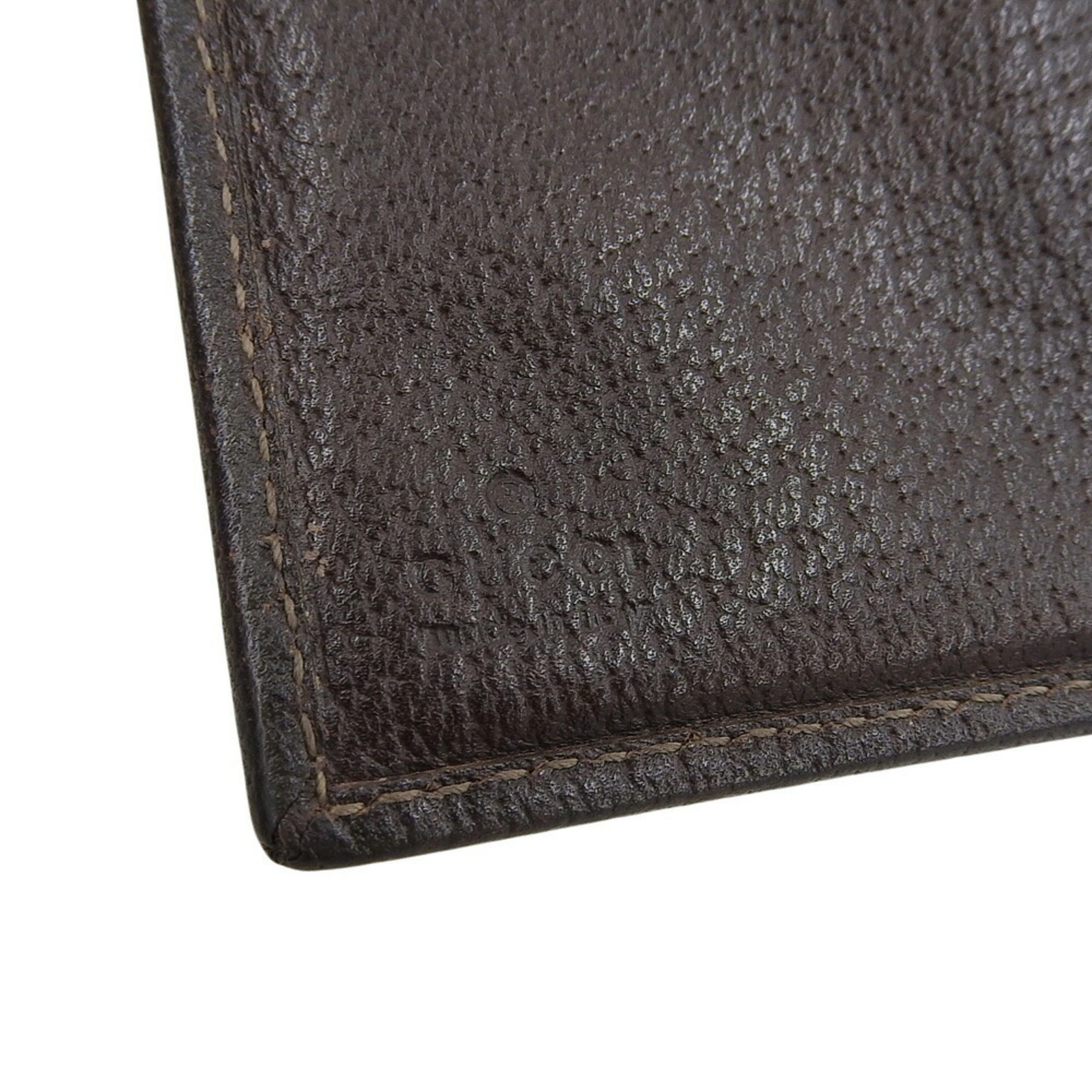 Gucci Beige Dark Brown Gg Canvas Long Wallet (Bi-Fold) (Pre-Owned)