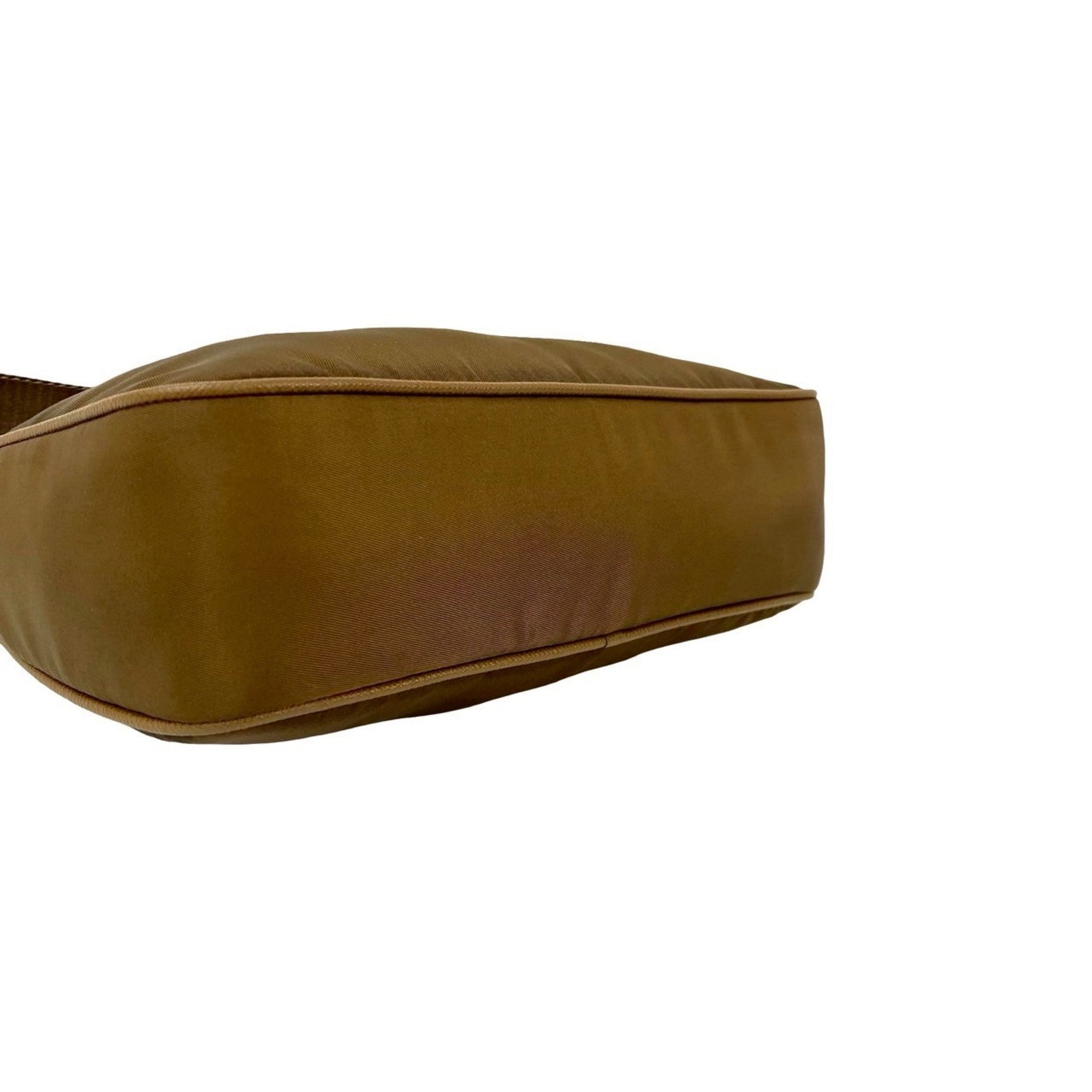 Prada Brown Nylon Leather Pochette Pouch Shoulder Bag