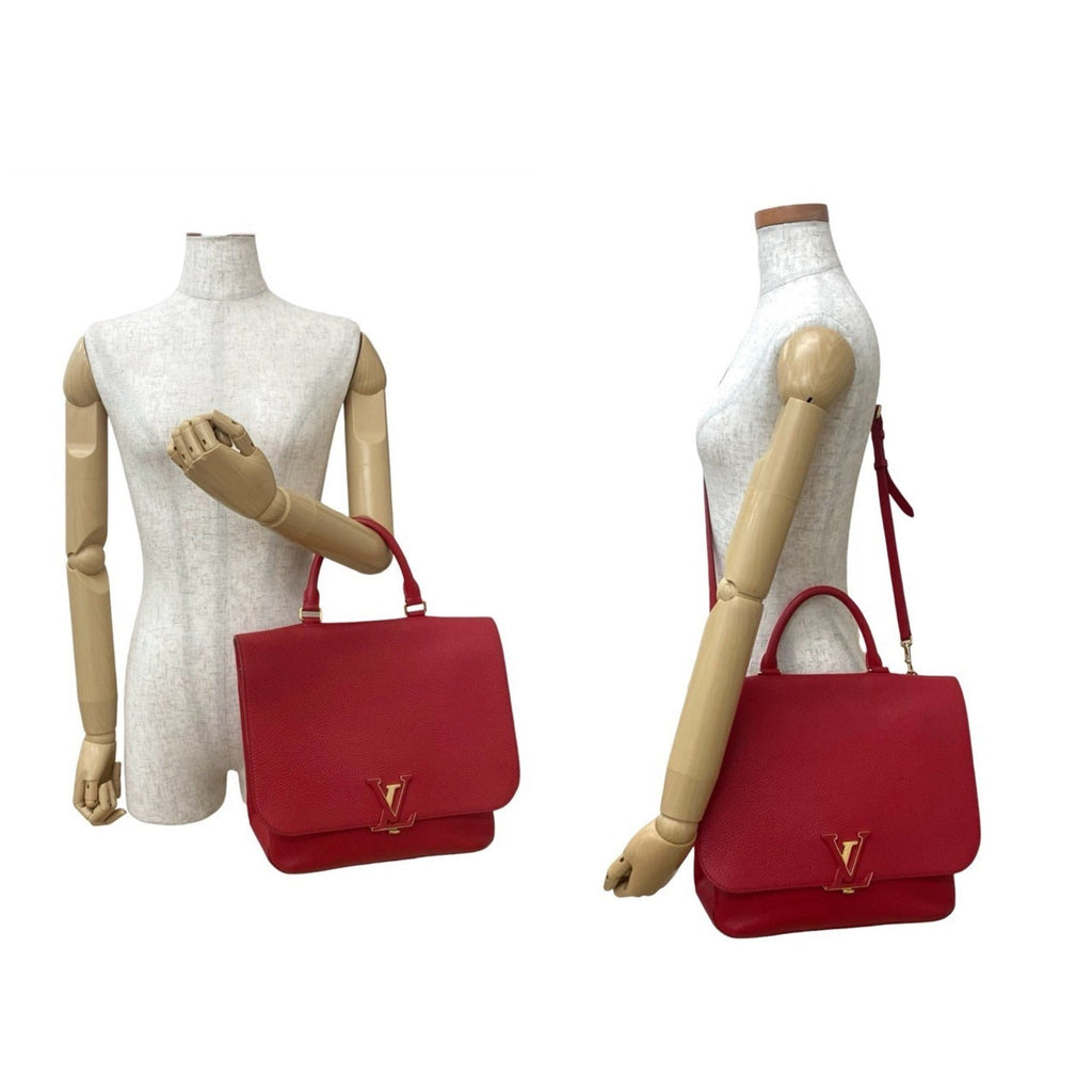 Louis Vuitton Red Color Leather Handbag Shoulder Bag Tote Bag