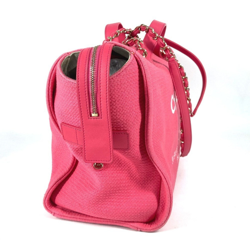 Chanel Pink Canvas Boston Bag Handbag Shoulder Bag