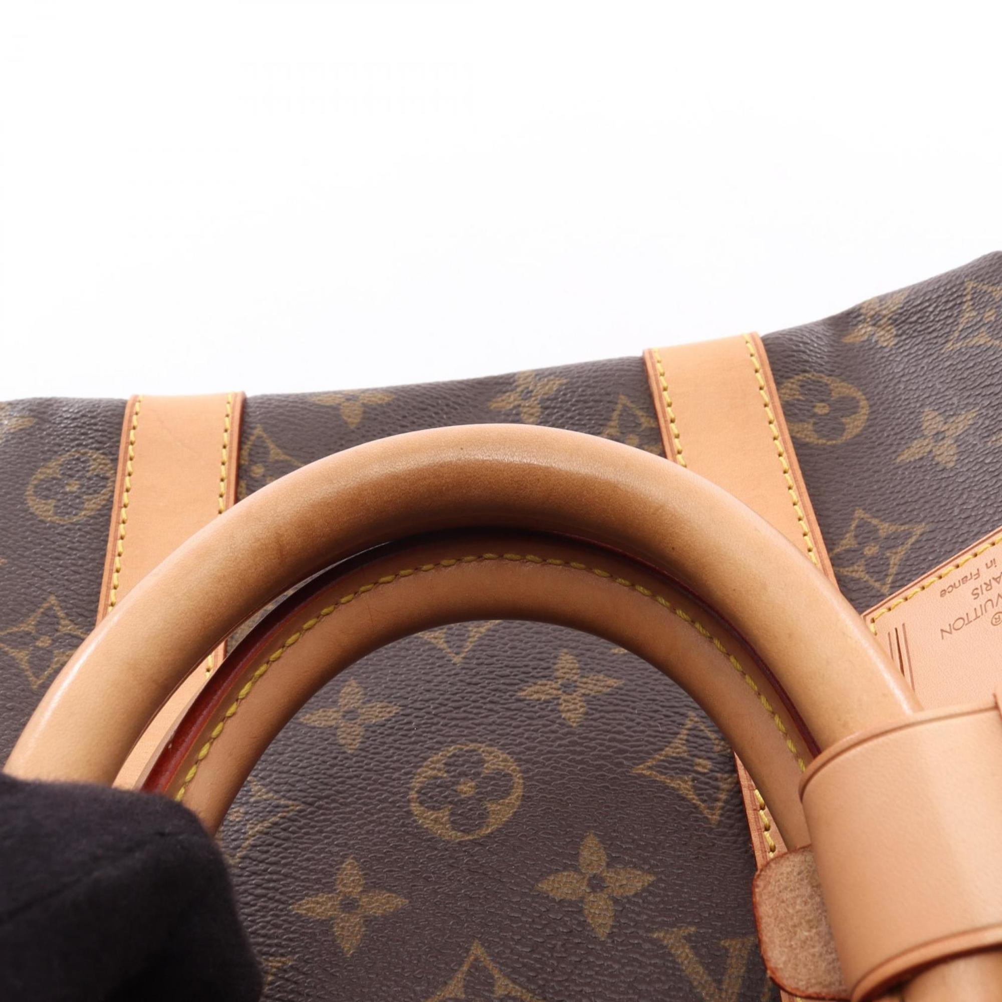 Louis Vuitton Brown Coated Canvas Leather Boston Bag