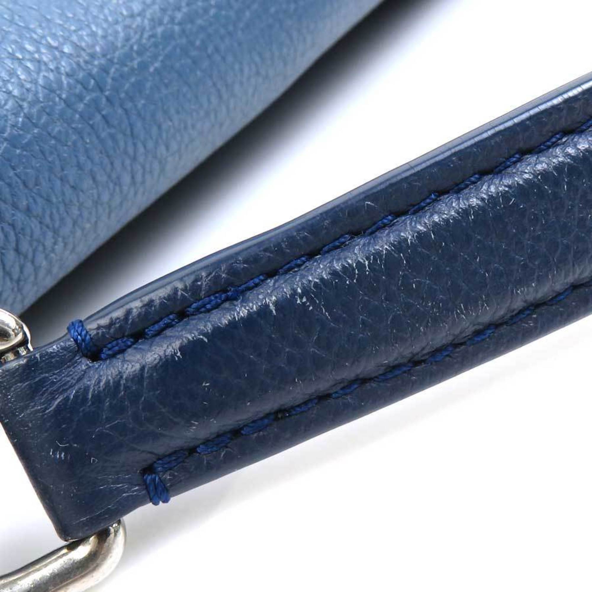 Louis Vuitton Blue Ivory Leather Handbag Shoulder Bag