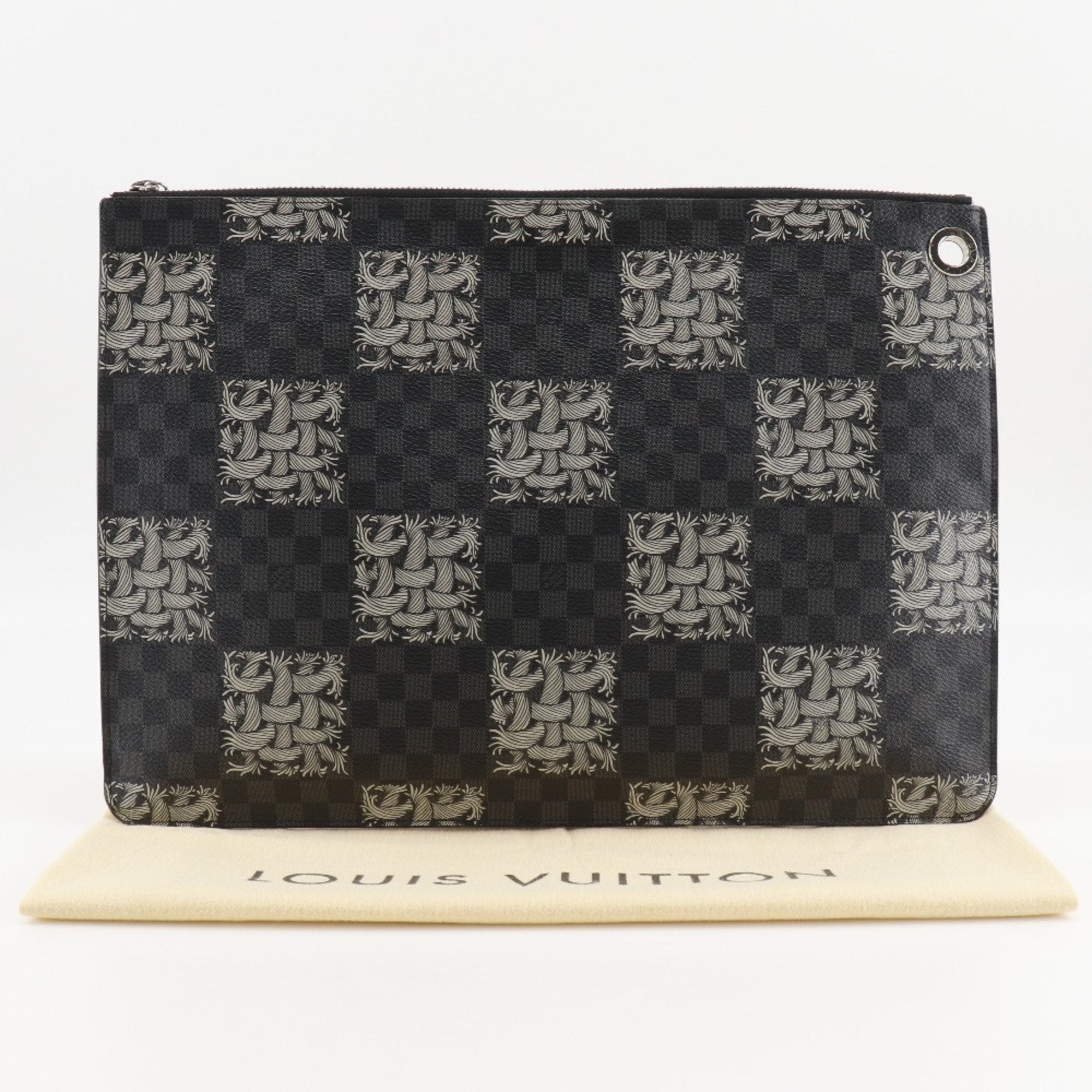 Louis Vuitton Black Damier Graphite Canvas Clutch Bag Pochette