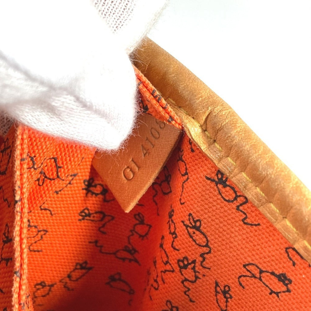 Louis Vuitton Brown Orange Monogram Leather Pouch Shoulder Bag Tote Bag