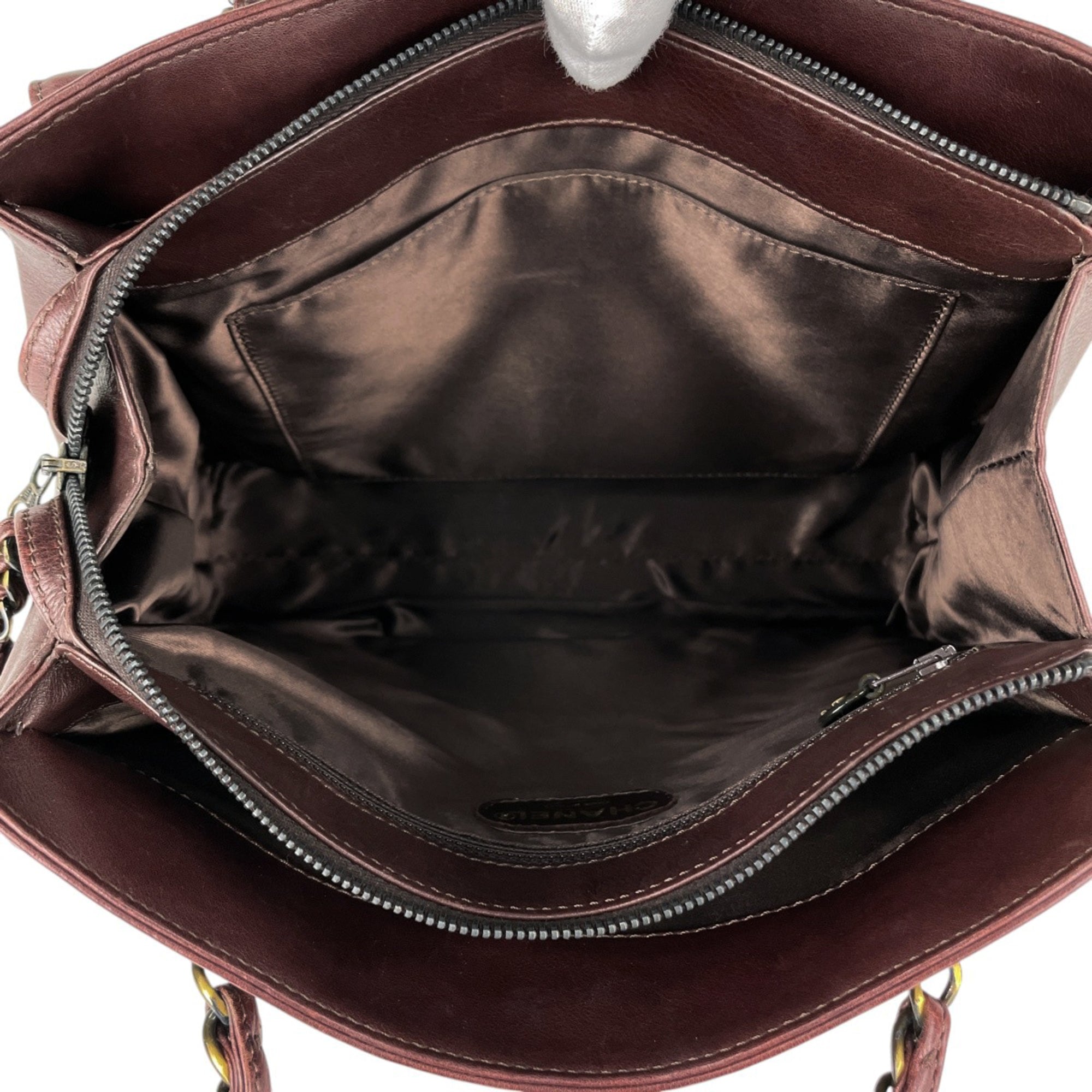 Chanel Brown Leather Handbag Tote Bag