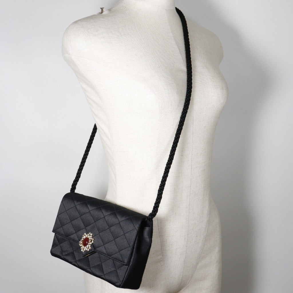 Chanel Black Satin Shoulder Bag