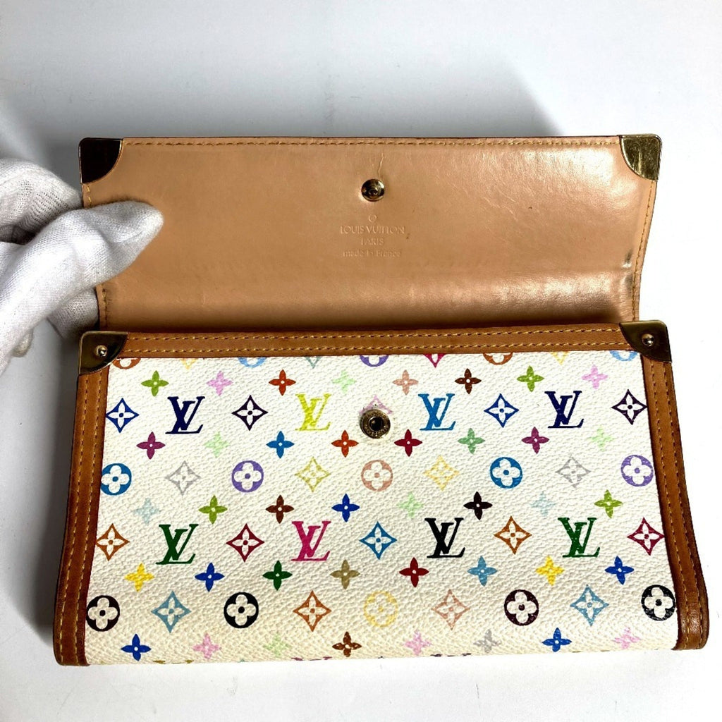 Louis Vuitton Monogram Multi-Color White Yellow Monogram Multicolore Long Wallet (Tri-Fold)