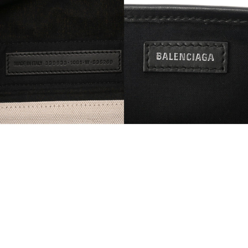 Balenciaga Black White Canvas Leather Handbag Pouch