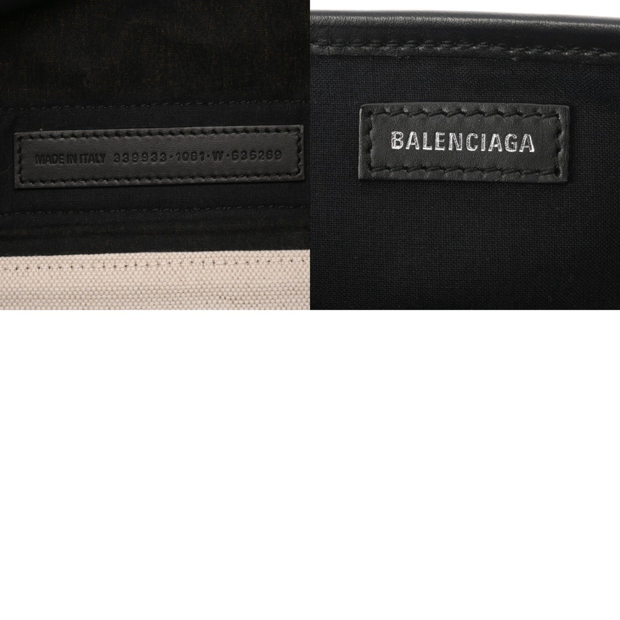 Balenciaga Black White Canvas Leather Handbag Pouch