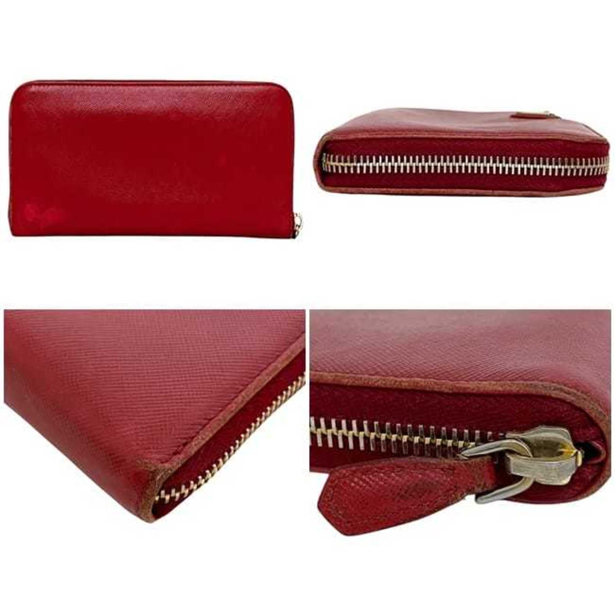 Prada Red Color Saffiano Long Wallet (Bi-Fold)
