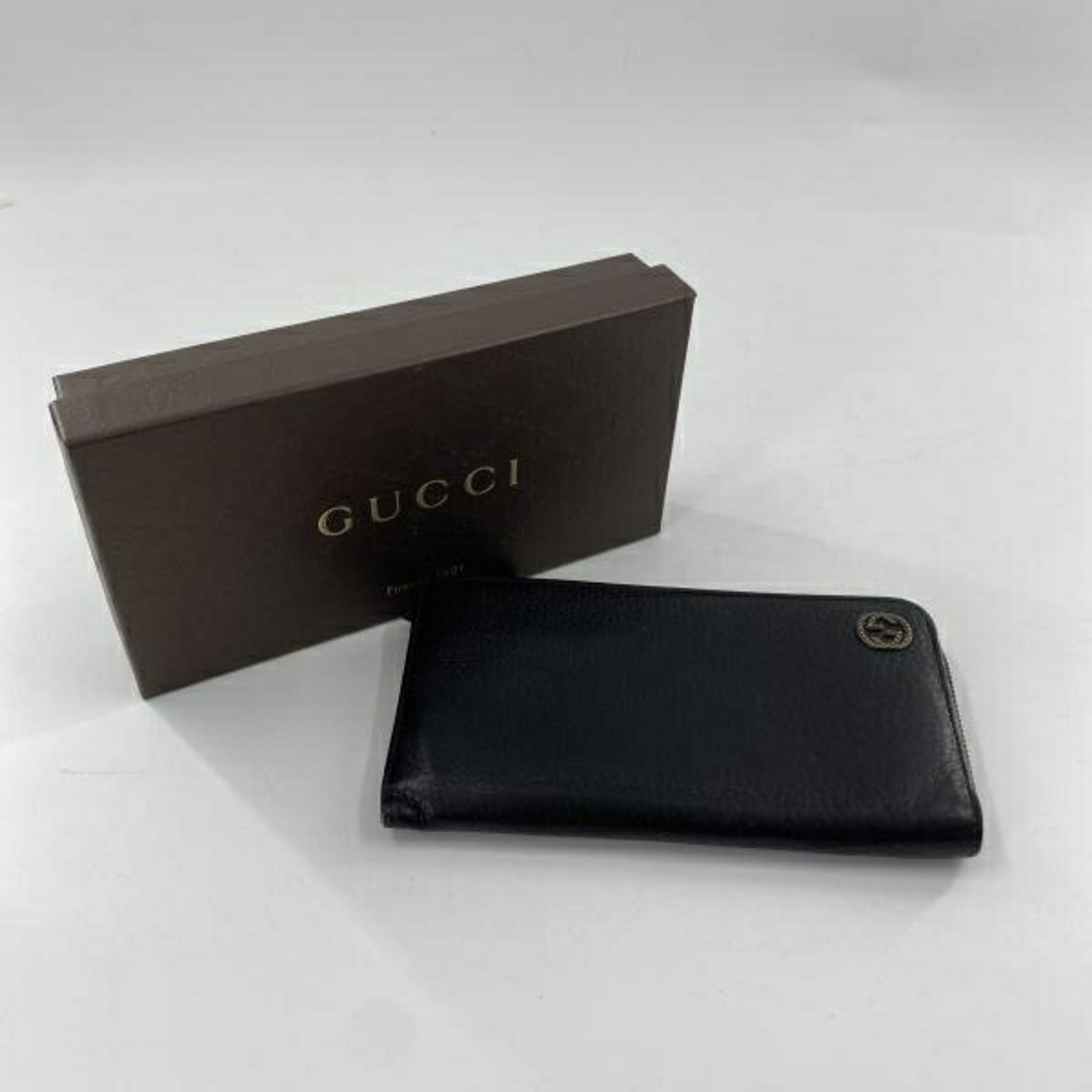 Gucci Black Leather Long Wallet (Bi-Fold) (Pre-Owned)