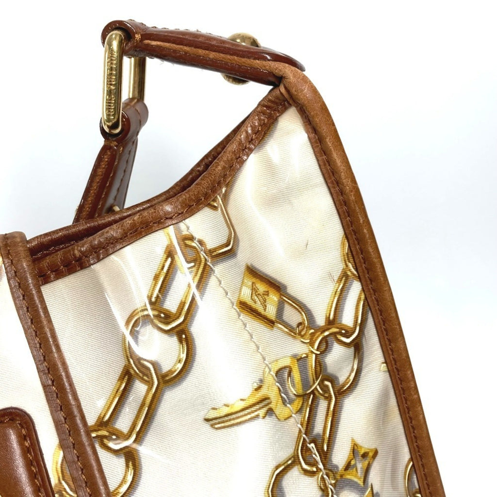 Louis Vuitton Brown White Vinyl Leather Shoulder Bag