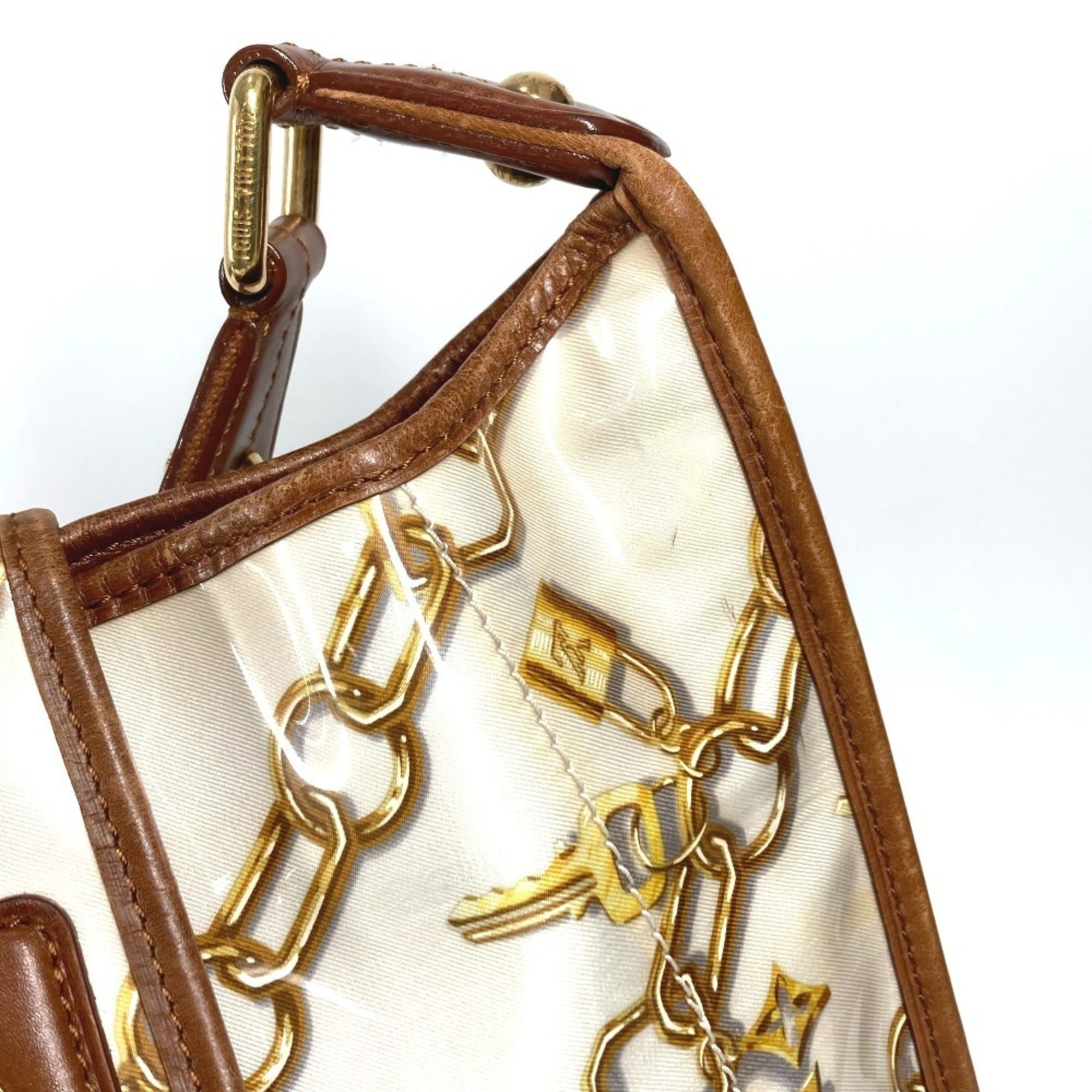 Louis Vuitton Brown White Vinyl Leather Shoulder Bag