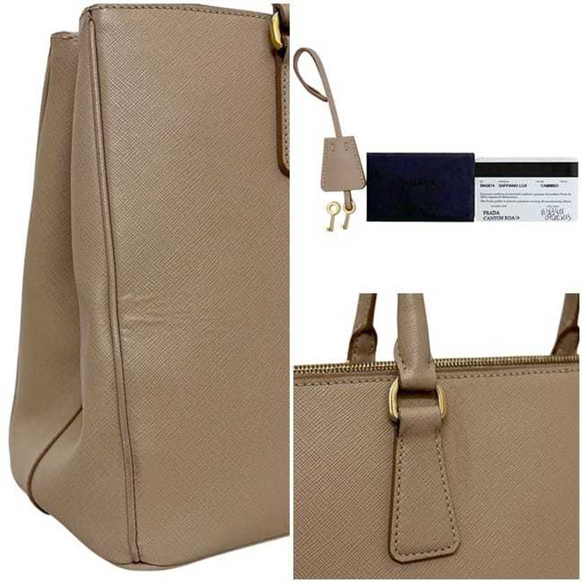 Prada Beige Saffiano Triangle Handbag Shoulder Bag