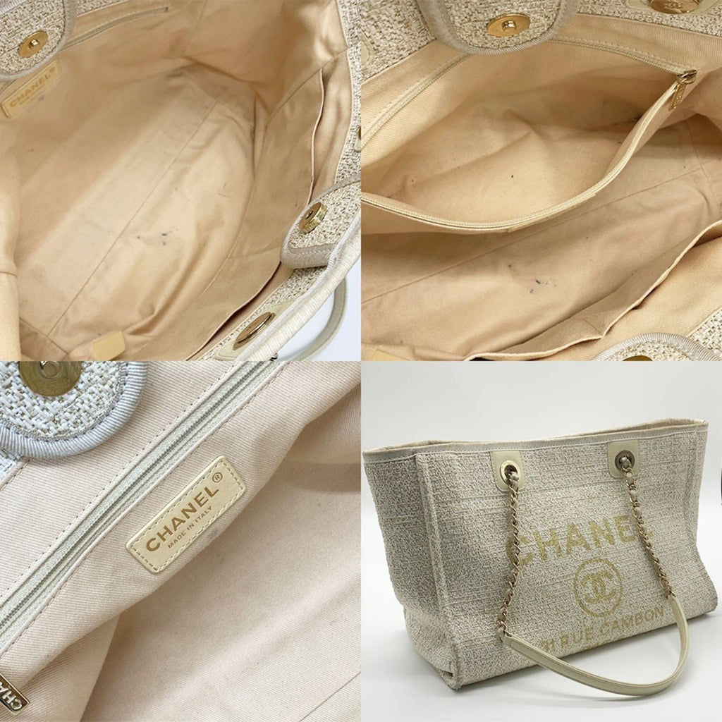 Chanel Beige Tweed Tote Bag