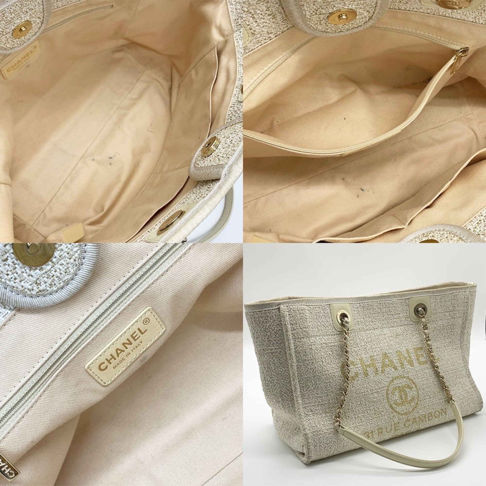 Chanel Beige Tweed Tote Bag
