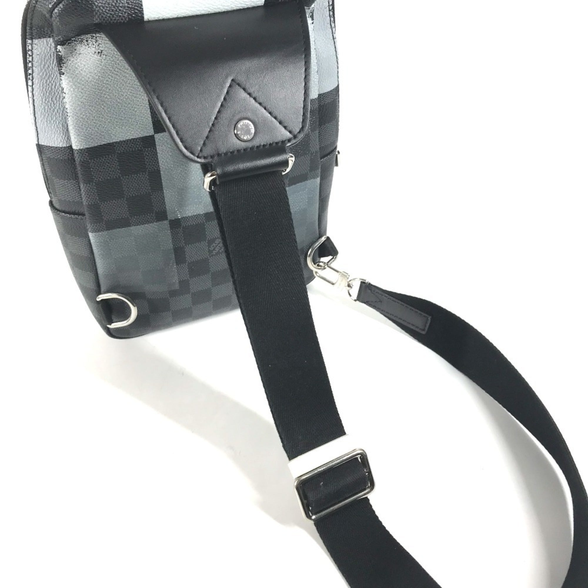 Louis Vuitton Black Galle Gray Canvas Shoulder Bag Sling Bag