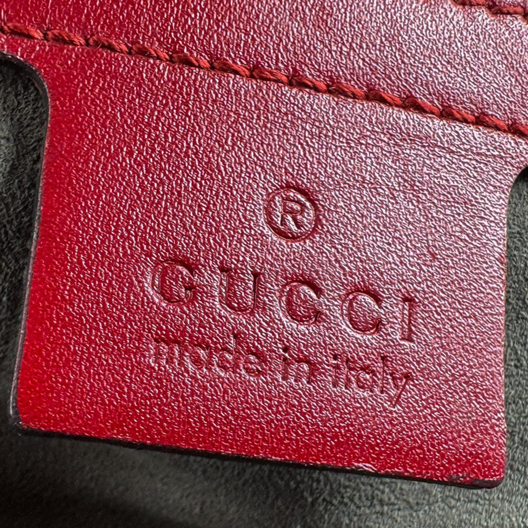 Gucci Red Color Leather Backpack (Pre-Owned)