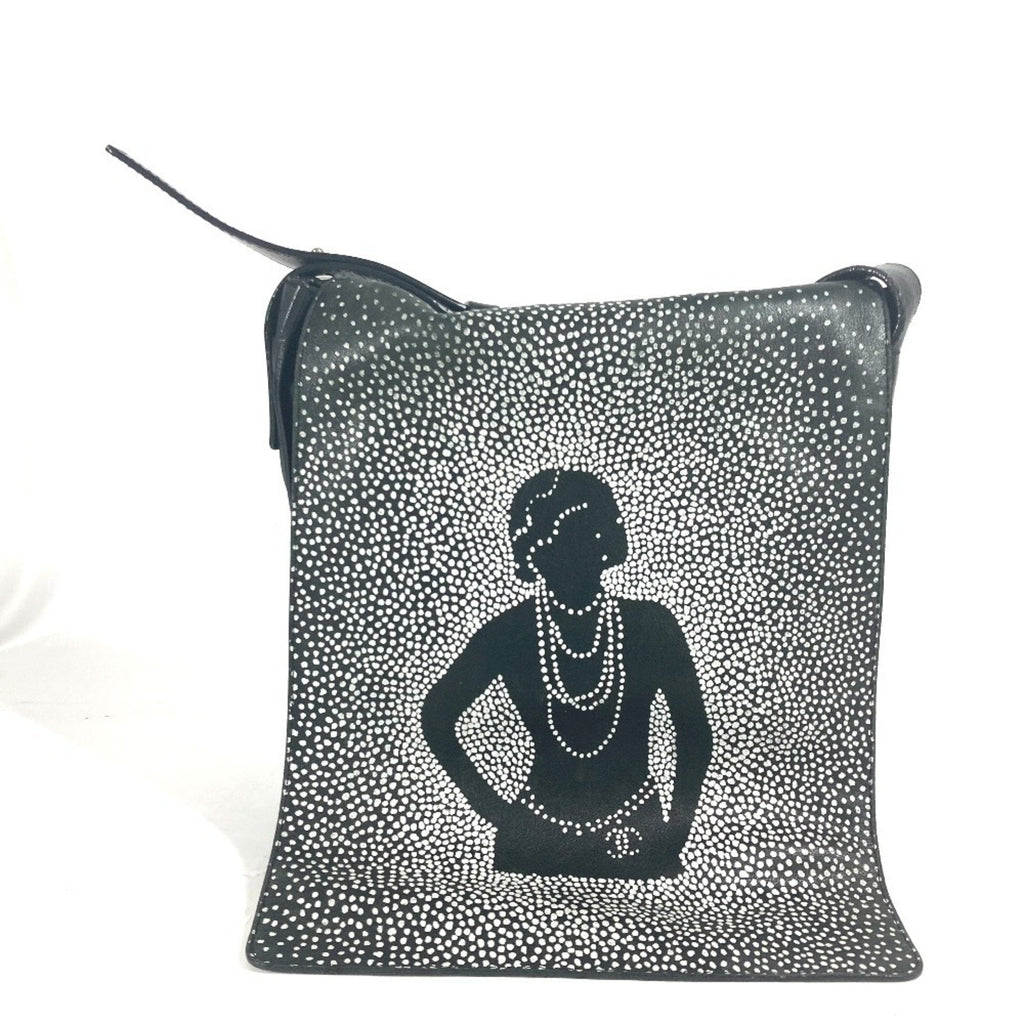 Chanel Black White Leather Shoulder Bag