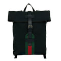 Gucci Black Green Red Color Canvas Leather Backpack (Pre-Owned)