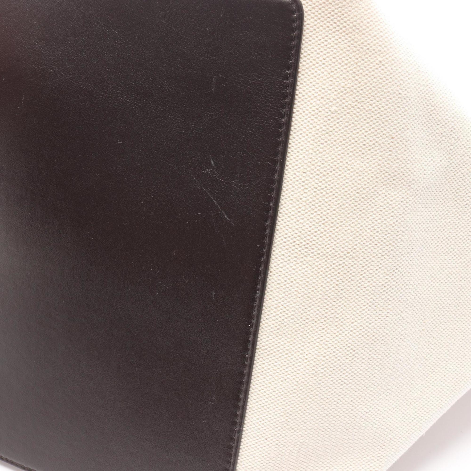 Bottega Veneta Brown White Canvas Leather Tote Bag