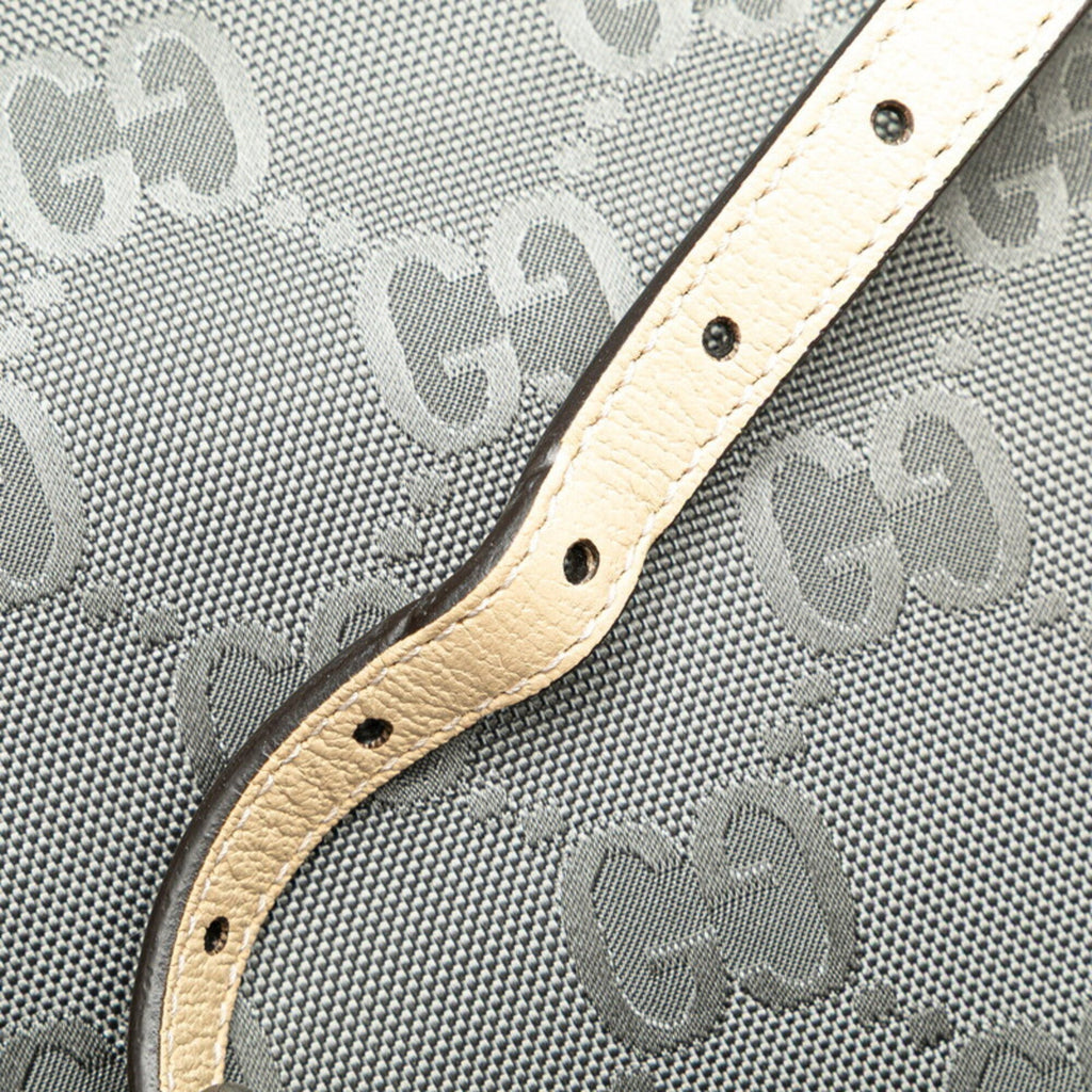 Gucci Beige Gray Nylon Leather Handbag Shoulder Bag (Pre-Owned)
