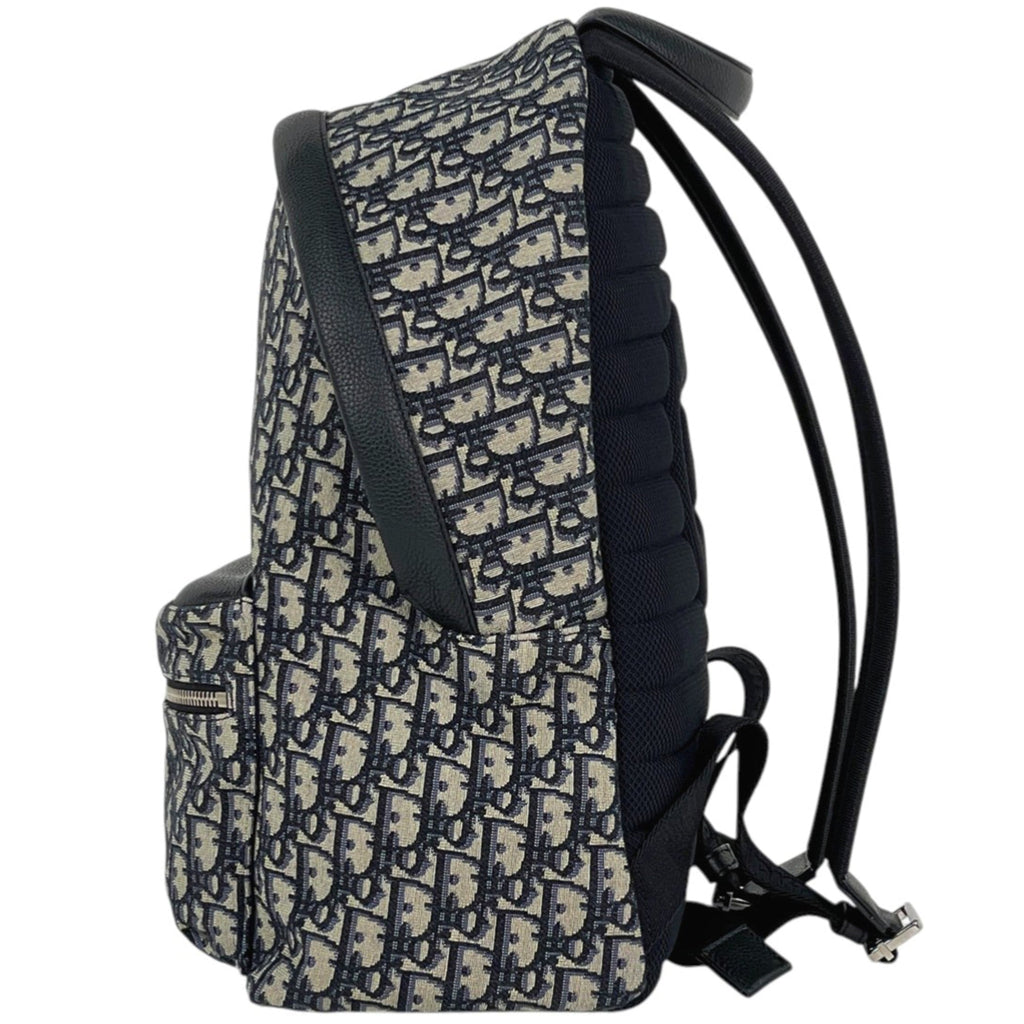 Christian Dior Black Blue Canvas Leather Backpack (Pre-Owned)