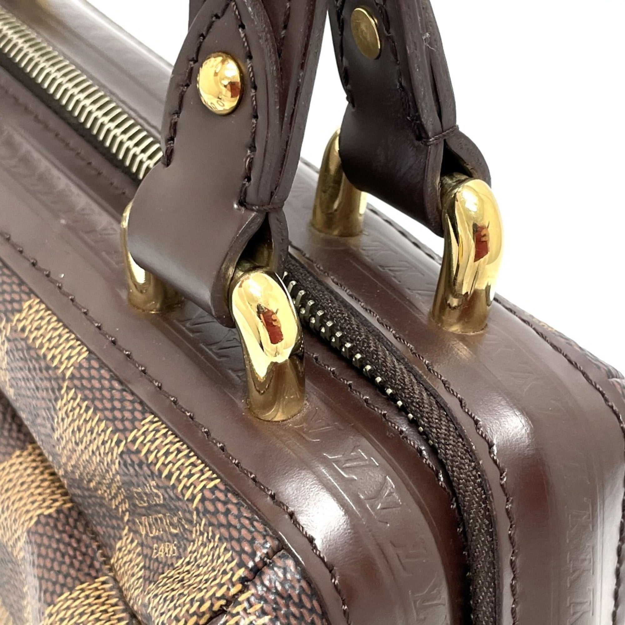 Louis Vuitton Damier Brown Ebene Damier Canvas Leather Handbag