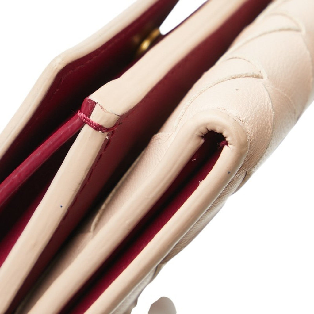 Bottega Veneta Beige Pink Leather Wallet (Tri-Fold)