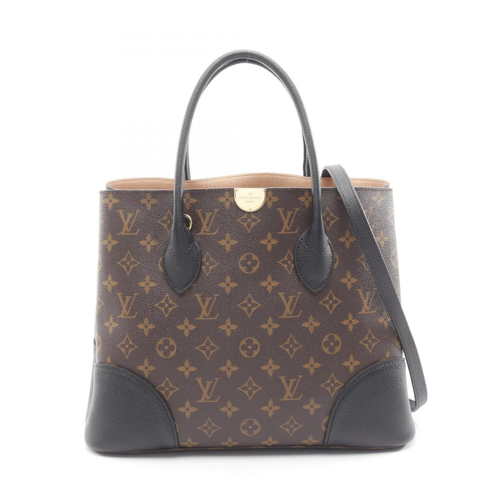 Louis Vuitton Black Brown Monogram Coated Canvas Leather Tote Bag