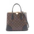 Louis Vuitton Black Brown Monogram Coated Canvas Leather Tote Bag