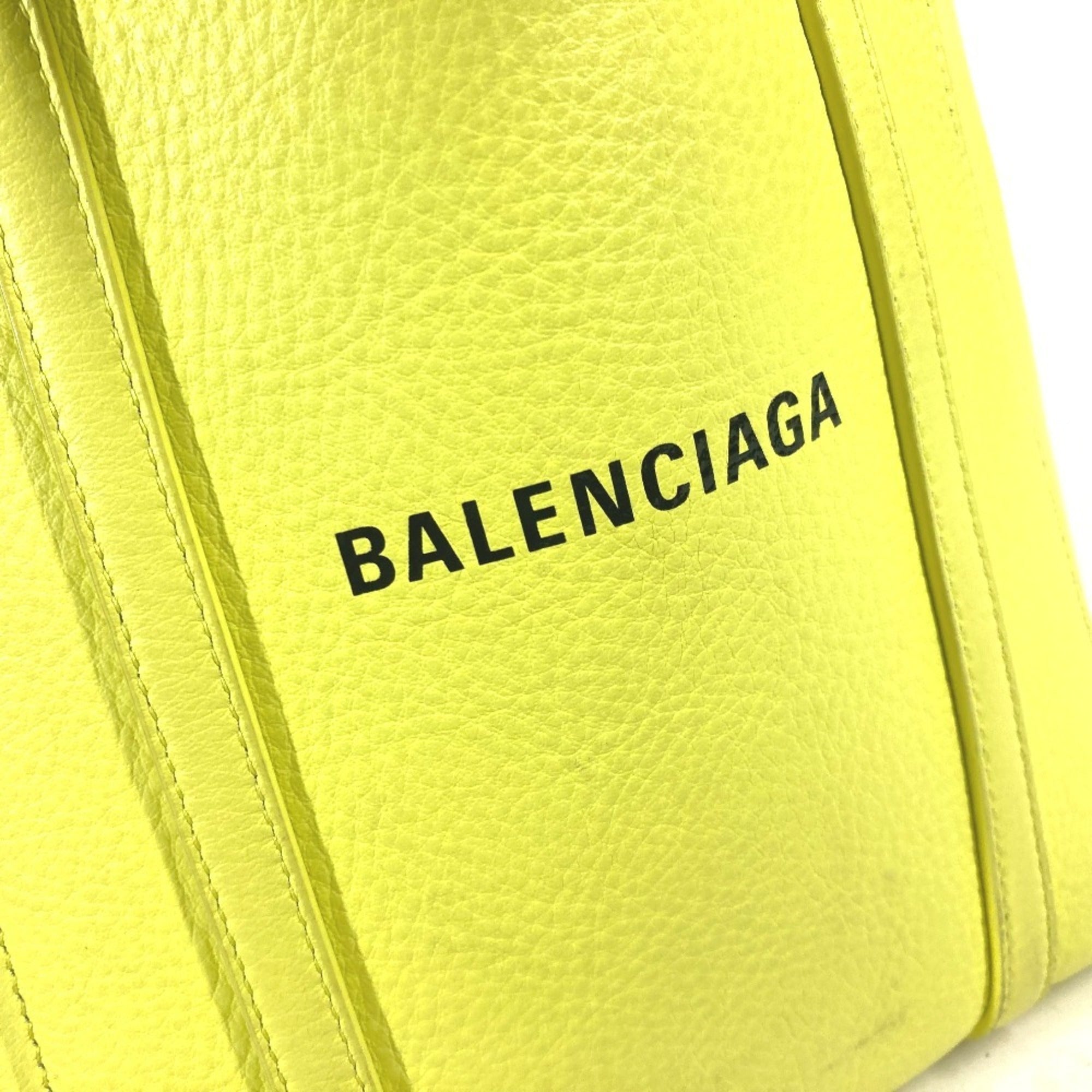 Balenciaga Black Yellow Leather Shoulder Bag Tote