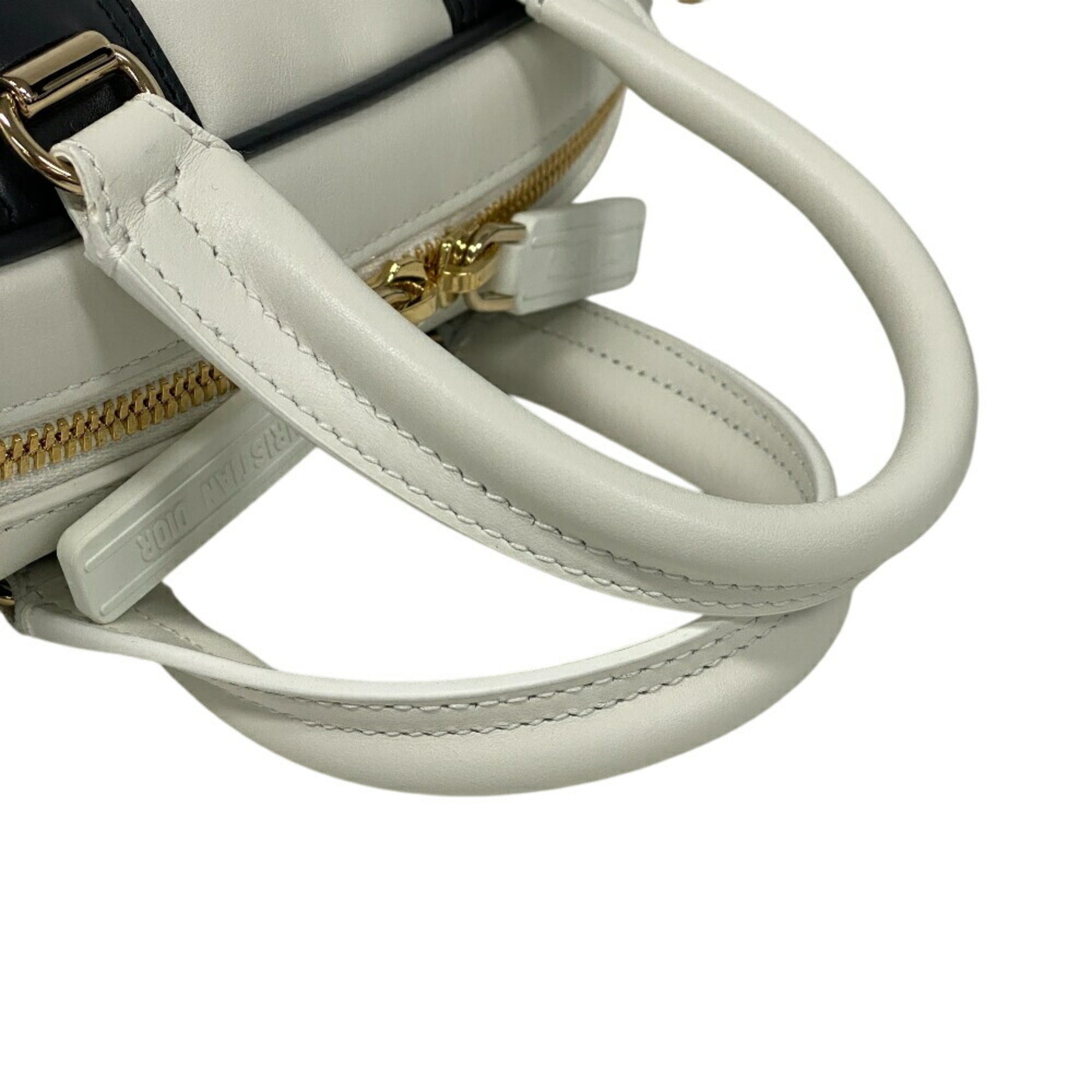 Christian Dior Navy White Leather Handbag (Pre-Owned)